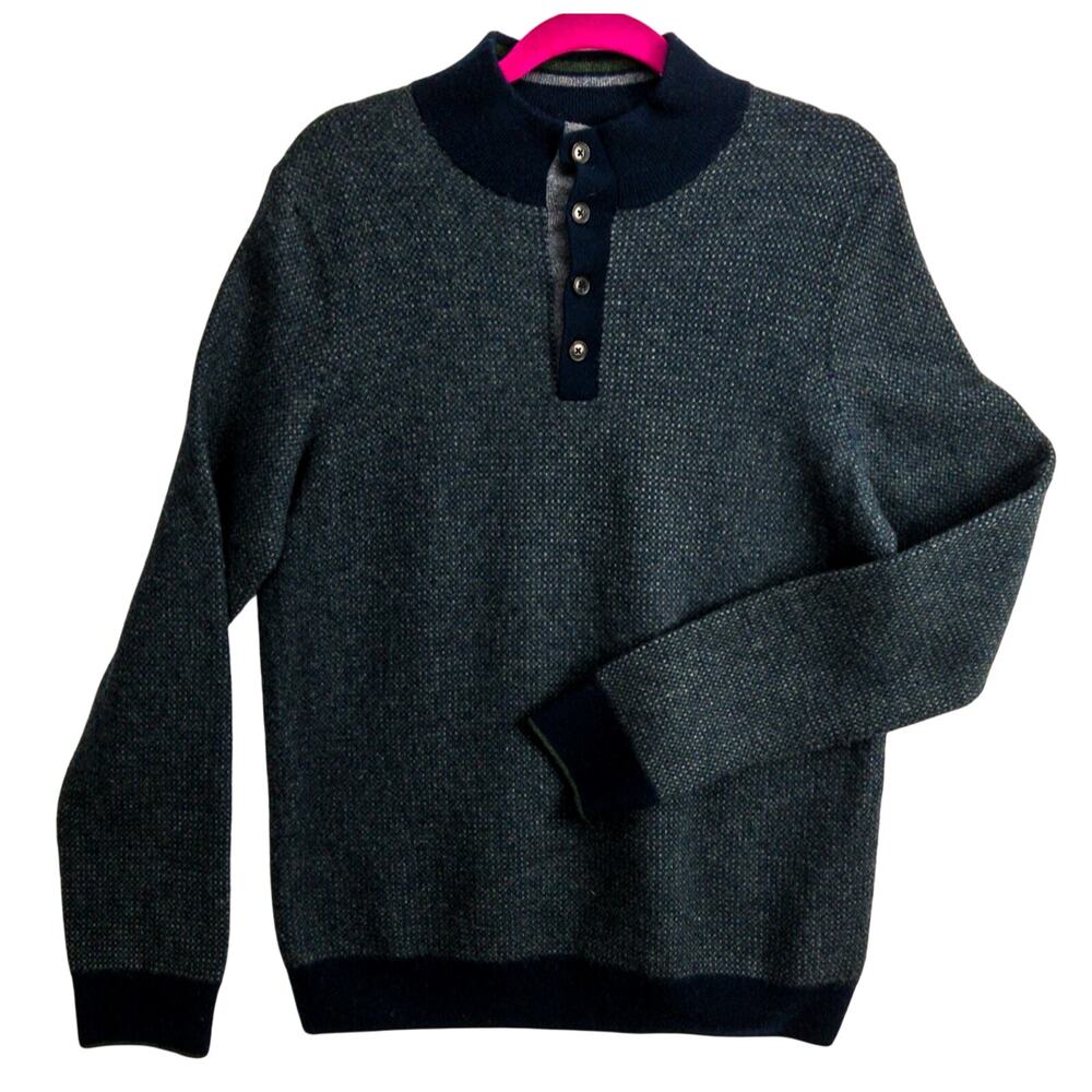 Men’s Wool Henley Sweater LT Blue Stretch Soft Casual Layering | Jos. A. Bank